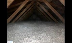 Attic filled with blown-in insulation