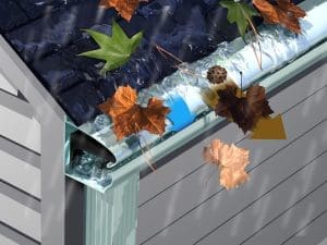 Rain gutter with drain downspout pipe installed