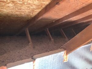 Cellulose insulation in an attic