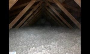 Attic with new, loose fill insulation
